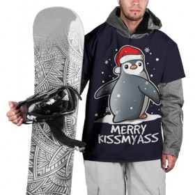 Накидка на куртку 3D с принтом Santa penguin в Курске, 100% полиэстер |  | christmas | claus | jingle | merry | santa | елка | игрушки | клаус | клюв | колокольчик | новый год | олени | пингвин | подарок | праздник | рождество | санта | снег | снежинки | шапка