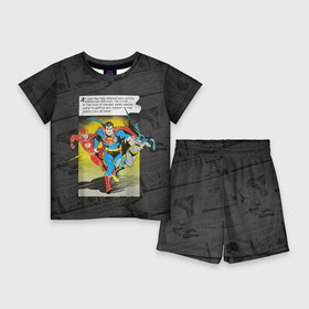 Детский костюм с шортами 3D с принтом Flash, Batman, Superman в Курске,  |  | Тематика изображения на принте: batman | bruce wayne | dc comics | flash | justice league | superhero | superman | бэтмен | лига справедливости | супермен | флэш