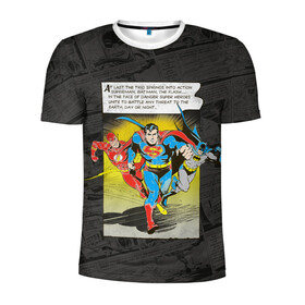 Мужская футболка 3D спортивная с принтом Flash, Batman, Superman в Курске, 100% полиэстер с улучшенными характеристиками | приталенный силуэт, круглая горловина, широкие плечи, сужается к линии бедра | batman | bruce wayne | dc comics | flash | justice league | superhero | superman | бэтмен | лига справедливости | супермен | флэш