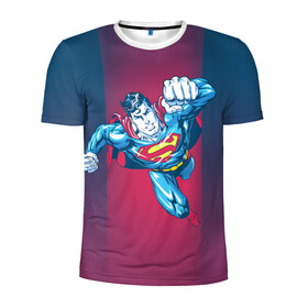 Мужская футболка 3D спортивная с принтом Superman в Курске, 100% полиэстер с улучшенными характеристиками | приталенный силуэт, круглая горловина, широкие плечи, сужается к линии бедра | clark kent | dc comics | justice league | shtatjl | superhero | superman | лига справедливости | супермен