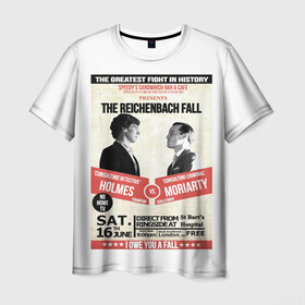 Мужская футболка 3D с принтом The reichenbach fall в Курске, 100% полиэфир | прямой крой, круглый вырез горловины, длина до линии бедер | 221b | bbc | benedict cumberbatch | john watson | mark gatiss | martin freeman | sherlock holmes | steven moffat | бейкер | джон ватсон | мориарти | стрит | шерлок