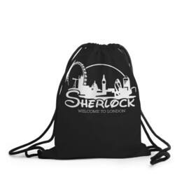 Рюкзак-мешок 3D с принтом Sherlock в Курске, 100% полиэстер | плотность ткани — 200 г/м2, размер — 35 х 45 см; лямки — толстые шнурки, застежка на шнуровке, без карманов и подкладки | 221b | bbc | benedict cumberbatch | john watson | mark gatiss | martin freeman | sherlock holmes | steven moffat | бейкер | джон ватсон | мориарти | стрит | шерлок