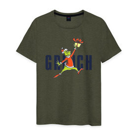 Мужская футболка хлопок с принтом Гринч в Курске, 100% хлопок | прямой крой, круглый вырез горловины, длина до линии бедер, слегка спущенное плечо. | 