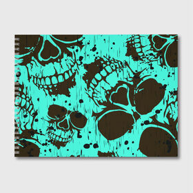 Альбом для рисования с принтом Neon skull в Курске, 100% бумага
 | матовая бумага, плотность 200 мг. | bones | skull | голубое | неон | череп