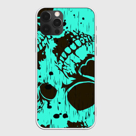 Чехол для iPhone 12 Pro Max с принтом Neon skull в Курске, Силикон |  | bones | skull | голубое | неон | череп