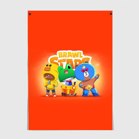 Постер с принтом Brawl Stars в Курске, 100% бумага
 | бумага, плотность 150 мг. Матовая, но за счет высокого коэффициента гладкости имеет небольшой блеск и дает на свету блики, но в отличии от глянцевой бумаги не покрыта лаком | bo | brawl | brock | bull | colt | dynamike | elprimo | jessie | leon | moba | nita | shelly | stars | бо | брок | булл | джесси | динамайк | кольт | леон | нита | шелли | эльпримо