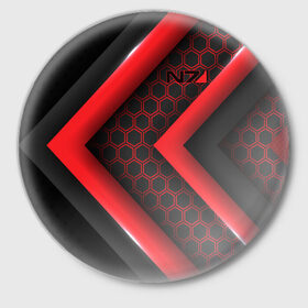 Значок с принтом Mass Effect N7 в Курске,  металл | круглая форма, металлическая застежка в виде булавки | andromeda | bioware | n7 | shepard | shooter | геты | жнецы | инженер | масс эффект | разведчик | солдат | страж | цербер | штурмовик | шутер