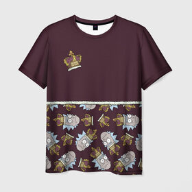 Мужская футболка 3D с принтом King of S#!T в Курске, 100% полиэфир | прямой крой, круглый вырез горловины, длина до линии бедер | 4сезон | rick and morty | мультсериал | рик и морти
