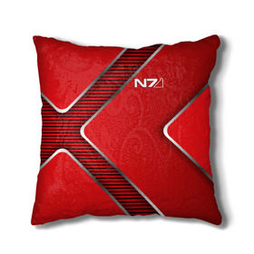 Подушка 3D с принтом Mass Effect N7 в Курске, наволочка – 100% полиэстер, наполнитель – холлофайбер (легкий наполнитель, не вызывает аллергию). | состоит из подушки и наволочки. Наволочка на молнии, легко снимается для стирки | 