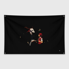 Флаг-баннер с принтом Невеста чародея в Курске, 100% полиэстер | размер 67 х 109 см, плотность ткани — 95 г/м2; по краям флага есть четыре люверса для крепления | аниме | черное