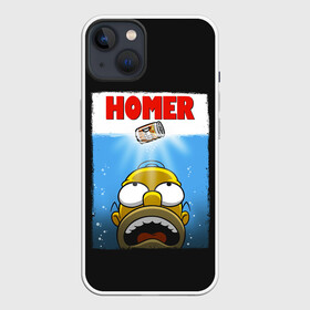 Чехол для iPhone 13 с принтом Homer в Курске,  |  | bart | beer | family | homer | jaws | lisa | maggie | marge | shark | simpson | simpsons | thesimpsons | акула | барт | гомер | лиза | мардж | мегги | семья | симпсоны | челюсти