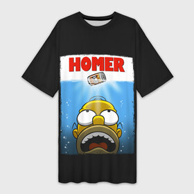 Платье-футболка 3D с принтом Homer в Курске,  |  | bart | beer | family | homer | jaws | lisa | maggie | marge | shark | simpson | simpsons | thesimpsons | акула | барт | гомер | лиза | мардж | мегги | семья | симпсоны | челюсти