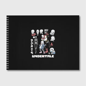 Альбом для рисования с принтом UNDERTALE в Курске, 100% бумага
 | матовая бумага, плотность 200 мг. | chara | frisk | sans | undertale | андертале | андертейл | игра | подземная история | подземная сказка | санс | ундертале | фриск | чара