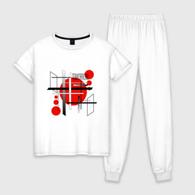 Женская пижама хлопок с принтом JAPAN в Курске, 100% хлопок | брюки и футболка прямого кроя, без карманов, на брюках мягкая резинка на поясе и по низу штанин | абстракция | будущее | геометрия | город | жизнь | япония