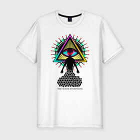 Мужская футболка хлопок Slim с принтом Neon alien.The all-seeing eye в Курске, 92% хлопок, 8% лайкра | приталенный силуэт, круглый вырез ворота, длина до линии бедра, короткий рукав | abstract | alien | beautiful | bright | eye | mason | neon | ufo