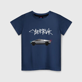 Детская футболка хлопок с принтом Tesla Cybertruck в Курске, 100% хлопок | круглый вырез горловины, полуприлегающий силуэт, длина до линии бедер | car | cybertruck | elon musk | tesla | tesla cybertruck | кибертрак | тесла | тесла кибертрак