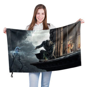 Флаг 3D с принтом Dishonored в Курске, 100% полиэстер | плотность ткани — 95 г/м2, размер — 67 х 109 см. Принт наносится с одной стороны | attano | corvo | dishonored | emily | kaldwin | аттано | колдуин | корво | эмили