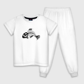 Детская пижама хлопок с принтом Скелет Рыбы в Курске, 100% хлопок |  брюки и футболка прямого кроя, без карманов, на брюках мягкая резинка на поясе и по низу штанин
 | 