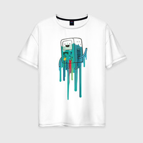 Женская футболка хлопок Oversize с принтом БиМо Adventure Time в Курске, 100% хлопок | свободный крой, круглый ворот, спущенный рукав, длина до линии бедер
 | adventure time | dsgnosadchaya | vdosadir | бимо | время приключений | пендлтон уорд