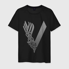 Мужская футболка хлопок с принтом vikings в Курске, 100% хлопок | прямой крой, круглый вырез горловины, длина до линии бедер, слегка спущенное плечо. | nord | north | vikings | викинги | норвегия | север | скандинавия