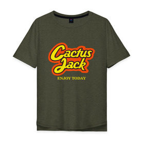 Мужская футболка хлопок Oversize с принтом Cactus Jack в Курске, 100% хлопок | свободный крой, круглый ворот, “спинка” длиннее передней части | reeses puffs | travis scott | джэк | кактус | трэвис скотт