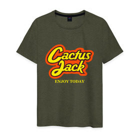 Мужская футболка хлопок с принтом Cactus Jack в Курске, 100% хлопок | прямой крой, круглый вырез горловины, длина до линии бедер, слегка спущенное плечо. | Тематика изображения на принте: reeses puffs | travis scott | джэк | кактус | трэвис скотт