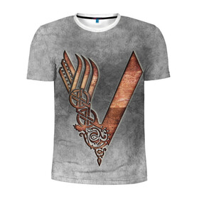 Мужская футболка 3D спортивная с принтом vikings в Курске, 100% полиэстер с улучшенными характеристиками | приталенный силуэт, круглая горловина, широкие плечи, сужается к линии бедра | nord | north | vikings | викинги | норвегия | север | скандинавия