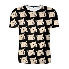 Мужская футболка 3D спортивная с принтом woman yelling at cat в Курске, 100% полиэстер с улучшенными характеристиками | приталенный силуэт, круглая горловина, широкие плечи, сужается к линии бедра | Тематика изображения на принте: mem | woman yelling at cat | женщина кричит на кота | мем