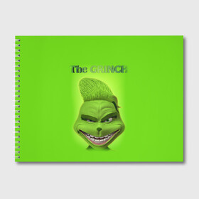 Альбом для рисования с принтом Grinch Face в Курске, 100% бумага
 | матовая бумага, плотность 200 мг. | Тематика изображения на принте: christmas | claus | grinch stole | how the | jingle | merry | santa | гринч | гуманоид | диккенс | ктоград | олени | рождество | снежинки | чарльз