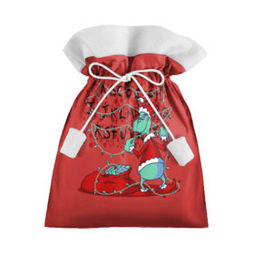 Подарочный 3D мешок с принтом Гринч в Курске, 100% полиэстер | Размер: 29*39 см | christmas | claus | grinch stole | how the | jingle | merry | santa | гринч | гуманоид | диккенс | ктоград | олени | рождество | снежинки | чарльз