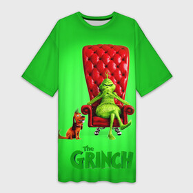 Платье-футболка 3D с принтом The Grinch в Курске,  |  | christmas | claus | grinch stole | how the | jingle | merry | santa | гринч | гуманоид | диккенс | ктоград | олени | рождество | снежинки | чарльз
