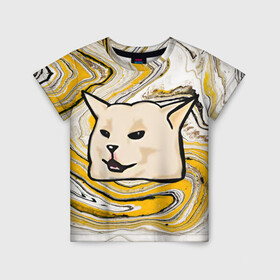 Детская футболка 3D с принтом woman yelling at cat в Курске, 100% гипоаллергенный полиэфир | прямой крой, круглый вырез горловины, длина до линии бедер, чуть спущенное плечо, ткань немного тянется | mem | woman yelling at cat | женщина кричит на кота | мем