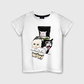 Детская футболка хлопок с принтом woman yelling at cat в Курске, 100% хлопок | круглый вырез горловины, полуприлегающий силуэт, длина до линии бедер | mem | woman yelling at cat | женщина кричит на кота | мем