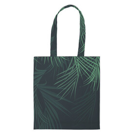 Шоппер 3D с принтом Пальмовый узор в Курске, 100% полиэстер | Плотность: 200 г/м2; Размер: 34×35 см; Высота лямок: 30 см | джунгли | зелёный | лепестки | лепесток | лес | листья | пальма | пальмы | папоротник | салатовый | тропики | черный