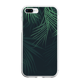 Чехол для iPhone 7Plus/8 Plus матовый с принтом Пальмовый узор в Курске, Силикон | Область печати: задняя сторона чехла, без боковых панелей | джунгли | зелёный | лепестки | лепесток | лес | листья | пальма | пальмы | папоротник | салатовый | тропики | черный