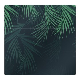 Магнитный плакат 3Х3 с принтом Пальмовый узор в Курске, Полимерный материал с магнитным слоем | 9 деталей размером 9*9 см | Тематика изображения на принте: джунгли | зелёный | лепестки | лепесток | лес | листья | пальма | пальмы | папоротник | салатовый | тропики | черный