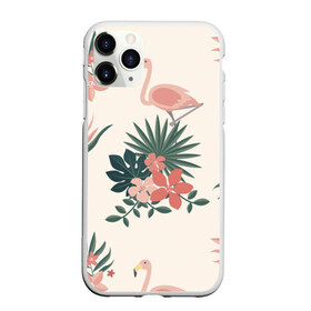 Чехол для iPhone 11 Pro матовый с принтом Розовый фламинго и цветы в Курске, Силикон |  | animal | bird | flamingo | pink | pnik flamingo | животные | папоротник | птицы | розовый | розовый фламинго | фламинго | цветы