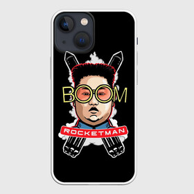 Чехол для iPhone 13 mini с принтом Бум в Курске,  |  | man | взрыв | ким чен ын | кндр | корея | личность | очки | президент | ракета