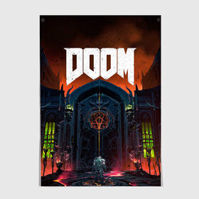 Постер с принтом DOOM - Hellgate в Курске, 100% бумага
 | бумага, плотность 150 мг. Матовая, но за счет высокого коэффициента гладкости имеет небольшой блеск и дает на свету блики, но в отличии от глянцевой бумаги не покрыта лаком | doom | eternal | game | gate | hell | horror | ад | врата | дум | игра | персонаж | хоррор | шутер