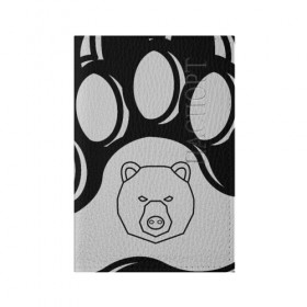 Обложка для паспорта матовая кожа с принтом Душа севера - след медведя в Курске, натуральная матовая кожа | размер 19,3 х 13,7 см; прозрачные пластиковые крепления | душасевера | животные | медведь | север | след