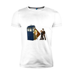 Мужская футболка премиум с принтом Доктор Кто - The X-Files в Курске, 92% хлопок, 8% лайкра | приталенный силуэт, круглый вырез ворота, длина до линии бедра, короткий рукав | doctor who | the x files | доктор кто | секретные материалы | сериал  doctor who | сериал доктор кто | сериалы | фильмы