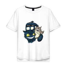 Мужская футболка хлопок Oversize с принтом Tardis Totoro в Курске, 100% хлопок | свободный крой, круглый ворот, “спинка” длиннее передней части | doctor who | forest | friend | ghibli | japan | keeper | miyazaki | nature | neigbor | neighbour | tardis | totoro | анимация | аниме | гибли | доктор кто | друг | животные | кот | лес | любовь | милый | мир | миядзаки | мульт | мультфильм | приключения |