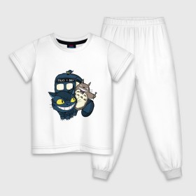 Детская пижама хлопок с принтом Tardis Totoro в Курске, 100% хлопок |  брюки и футболка прямого кроя, без карманов, на брюках мягкая резинка на поясе и по низу штанин
 | doctor who | forest | friend | ghibli | japan | keeper | miyazaki | nature | neigbor | neighbour | tardis | totoro | анимация | аниме | гибли | доктор кто | друг | животные | кот | лес | любовь | милый | мир | миядзаки | мульт | мультфильм | приключения |