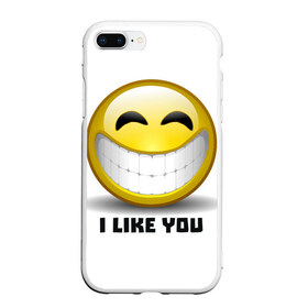 Чехол для iPhone 7Plus/8 Plus матовый с принтом I like you в Курске, Силикон | Область печати: задняя сторона чехла, без боковых панелей | emoji | зубы | интернет | любовь | мем | настроение | симпатия | смайл | смайлик | улыбка | эмоджи