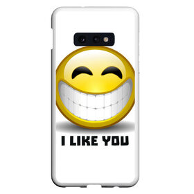 Чехол для Samsung S10E с принтом I like you в Курске, Силикон | Область печати: задняя сторона чехла, без боковых панелей | emoji | зубы | интернет | любовь | мем | настроение | симпатия | смайл | смайлик | улыбка | эмоджи