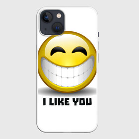 Чехол для iPhone 13 с принтом I like you в Курске,  |  | emoji | зубы | интернет | любовь | мем | настроение | симпатия | смайл | смайлик | улыбка | эмоджи