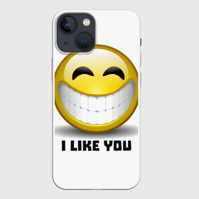 Чехол для iPhone 13 mini с принтом I like you в Курске,  |  | emoji | зубы | интернет | любовь | мем | настроение | симпатия | смайл | смайлик | улыбка | эмоджи