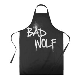 Фартук 3D с принтом Bad wolf в Курске, 100% полиэстер | общий размер — 65 х 85 см, ширина нагрудника — 26 см, горловина — 53 см, длина завязок — 54 см, общий обхват в поясе — 173 см. Принт на завязках и на горловине наносится с двух сторон, на основной части фартука — только с внешней стороны | bbc | dimension | dr who | jenna coleman | jodie whittaker | matt smith | relative | resolution | space | tardis | the doctor | time | галлифрей | джоди уиттакер | доктор кто | тардис