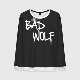 Мужской свитшот 3D с принтом Bad wolf в Курске, 100% полиэстер с мягким внутренним слоем | круглый вырез горловины, мягкая резинка на манжетах и поясе, свободная посадка по фигуре | bbc | dimension | dr who | jenna coleman | jodie whittaker | matt smith | relative | resolution | space | tardis | the doctor | time | галлифрей | джоди уиттакер | доктор кто | тардис