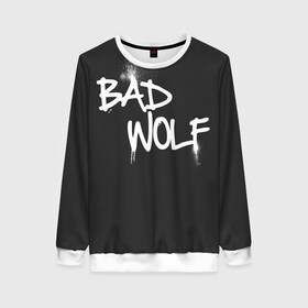 Женский свитшот 3D с принтом Bad wolf в Курске, 100% полиэстер с мягким внутренним слоем | круглый вырез горловины, мягкая резинка на манжетах и поясе, свободная посадка по фигуре | Тематика изображения на принте: bbc | dimension | dr who | jenna coleman | jodie whittaker | matt smith | relative | resolution | space | tardis | the doctor | time | галлифрей | джоди уиттакер | доктор кто | тардис